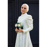 Dipmoda Kadın Abiye Güpür Ve Omuz Detaylı Tesettür Elbise Dpsms006