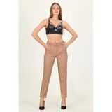 Dipmoda Kadın Camel Kemerli Beli Lastikli Yeni Sezon Kumaş Pantolon Qns032