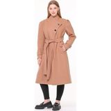 Dipmoda kadın midi oversize yün kaşe kaban DPPLTN03 - Camel