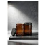 DipOL Butik 100 ml 2'li Set Amber Cam Kavanoz - Siyah Kapaklı ve Sızdırmaz İç Kapaklı, Krem, Mum ve Kozmetik Saklama Kutusu (2 Adet)
