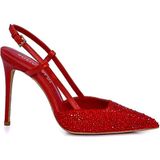 Dire Kırmızı Süet Kadın Stiletto & Abiye