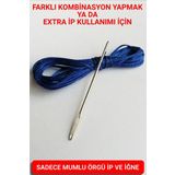 Direksiyon Kılıfı Dikmek Için Mumlu Ip ve Iğne 5 Metre Mavi