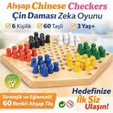 Direkstoktan Ahşap Chinese Checkers (Çin Daması) Zeka Oyunu – 6 Kişilik – 60 Taş/ Ahşap Hexagon Çin Daması ve Solo Test