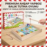 Direkstoktan Ahşap Mıknatıslı Balık Tutma Oyunu ve Puzzle Seti - Eğitici Montessori Oyuncak