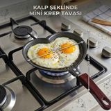 Direkstoktan Kalp Şeklinde Mini Krep, Pankek ve Yumurta Tavası (18X29 Cm) Non-Stick Frying Pan