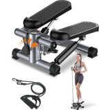 Direnç Lastikli Mini Stepper Egzersiz Aleti -Kaymaz Pedallı Kardiyo Cihazı - Siyah