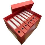 Dirilim Plastik Arşiv Kutusu ve Arşiv Klasörü Set 42X35*30 ve 24X5X32 7ADET Set Kırmızı Klasör Kutusu Plastik