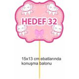 Diş Buğdayı Pembe 15 x 13 cm Boyutunda Uzun Küdanlı 3 Adet Eğlenceli Konuşma Balonu