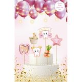Diş Buğdayı Temalı Pembe Pasta Üstü Figür Set