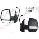 Dış Dikiz Aynası Sol Doblo 11 Elektrikli Ortadan Sinyalli Siyah Kapaklı Çift Cam Konveks 6 Fiş Vm-669Ehl