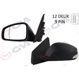Dış Dikiz Aynası Sol Megane-Fluence 08 Elektrikli Isıtmalı Sinyalli Sensörlü Asferik 9 Fiş Vm-6138Ehsal