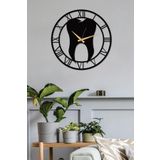 Diş Hekimi Roma Rakamlı Metal Siyah Duvar Saati - Ev / Ofis Saati - Hediye Saat - 50x50 Cm