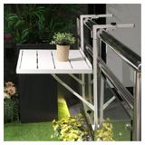 Dış mekan balkon korkuluk masası, yerden tasarruf sağlayan katlanır asma masa, metal korkuluklar, iç mekan/dış mekan kullanımı, kompakt bar masası (beyaz)
