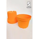 Dış Mekan Büyük Saksı Plastik 5 Adet Yuvarlak Bahçe Saksısı Turuncu Tekpar 19 Cm 3 Litre