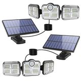 Dış mekan için solar lamba, hareket sensörlü, LED, 3 ayarlanabilir başlıklı, 270° geniş açılı, IP65 su geçirmez, 16,5 ft kablolu, iç ve dış mekanlar için uygundur
