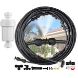 Dış Mekan Veranda için Misters - LOHASV9 Su Filtreli Buğulanma Sistemi Önceden Monte Edilmiş 29,5 FT (9 M) Buğulanma Hattı 9 Pirinç Mist Nozulları + Pirinç Adaptör (3/4") Dış Mekan Bahçe Serasını