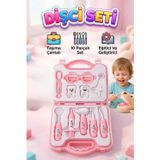 Dişçi Minikler - Pembe Çantalı 10 Parça Alet Ve Ekipmanlı 2 Tane Büyük Dişli Eğitici Oyuncak Seti