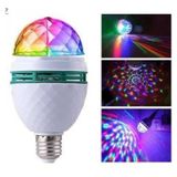 Disco Topu Renkli Led Döner Başlıklı Disko Topu Ampul Gece Lambası 3 Watt E27 Duylu + Fişli Duy