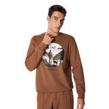 Discovery Expedition Açık Kahve Bisiklet Yaka Relaxed Fit Baskılı Sweatshirt, 2XL, 5003162382, Açık Kahve, erkek