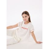 Discovery Expedition Beyaz Kadın Relaxed Baskılı T-Shirt D5SL-TST3571