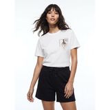 Discovery Expedition Beyaz Unisex Bisiklet Yaka Baskılı T-Shirt D6SU-TST3101