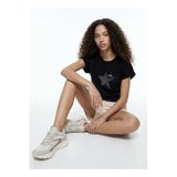 Discovery Expedition Bisiklet Crop Baskılı T-Shirt, M, 5003332811, Siyah, Kadın
