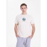 Discovery Expedition Bisiklet Relaxed Düz T-Shirt, XL, 5003332450, Krem, Erkek