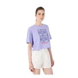 Discovery Expedition Bisiklet Yaka Crop Baskılı T-Shirt, M, 5003227097, Lila, Kadın