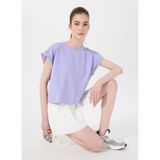 Discovery Expedition Bisiklet Yaka Rahat Kalıp Düz T-Shirt, XL, 5003227099, Lila, Kadın