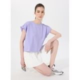 Discovery Expedition Bisiklet Yaka Rahat Kalıp Düz T-Shirt, XS, 5003227099, Lila, Kadın