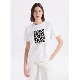 Discovery Expedition Bisiklet Yaka Relaxed Baskılı T-Shirt, M, 5003329946, Beyaz, Kadın