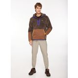Discovery Expedition D3WM-SWT24 Kahve Kapüşon Yaka Relaxed Fit Blok Desenli Erkek Sweatshirt