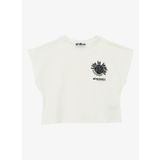 Discovery Expedition D4SG-TST3104 Beyaz Bisiklet Yaka Oversize Baskılı Kız Çocuk T-Shirt