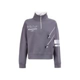 Discovery Expedition D4WL-SWT3002 Füme Kadın Dik Crop Baskılı Sweatshirt