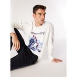 Discovery Expedition D4WM-SWT3253 Kırık Beyaz Erkek Bisiklet Relaxed Baskılı Sweatshirt