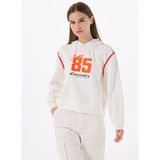 Discovery Expedition D5SL-SWT3570 Kırık Beyaz Kapüşon Yaka Relaxed Baskılı Kadın Sweatshırt