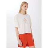 Discovery Expedition D5SL-TST3508 Beyaz Kadın Relaxed Baskılı T-Shirt