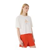 Discovery Expedition D5SL-TST3508 Bisiklet Yaka Relaxed Baskılı T-Shirt, XS, 5003227129, Beyaz, Kadın