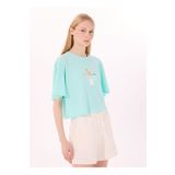 Discovery Expedition D5SL-TST3508 Mint Bisiklet Yaka Relaxed Baskılı Kadın T-Shirt