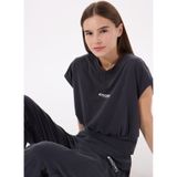 Discovery Expedition D5SL-TST3509 Antrasit Bisiklet Yaka Relaxed Düz Kadın T-Shirt