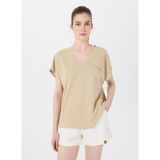 Discovery Expedition D5SL-TST3544 Bej V Yaka Relaxed Düz Kadın T-Shirt