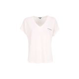 Discovery Expedition D5SL-TST3544 Beyaz V Yaka Relaxed Baskılı Kadın T-Shirt