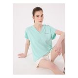 Discovery Expedition D5SL-TST3544 Mint V Yaka Relaxed Düz Kadın T-Shirt