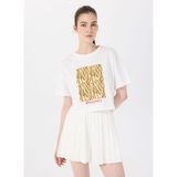 Discovery Expedition D5SL-TST3641 Beyaz Kadın Crop Baskılı T-Shirt