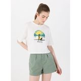 Discovery Expedition D5SL-TST3643 Beyaz Kadın Crop Baskılı T-Shirt