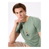 Discovery Expedition D5SM-TST3736 Açık Haki Bisiklet Yaka Relaxed Baskılı Erkek T-Shirt