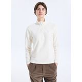 Discovery Expedition D5WL-SWT3302 Beyaz Fermuarlı Yaka Basic Düz Kadın Polar Sweatshırt - XS
