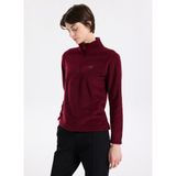 Discovery Expedition D5WL-SWT3302 Bordo Fermuarlı Yaka Basic Düz Kadın Polar Sweatshırt - XL