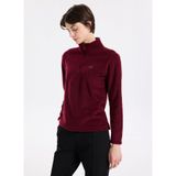 Discovery Expedition D5WL-SWT3302 Bordo Fermuarlı Yaka Basic Düz Kadın Polar Sweatshırt - XS