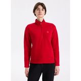 Discovery Expedition D5Wl-Swt3302 Fermuarlı Yaka Basic Düz Kadın Polar Sweatshırt, Kırmızı, Xs